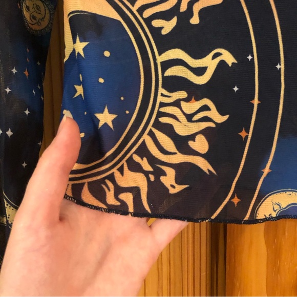 Like new! Women’s SHEIN Galaxy Print Sheer Mesh Top - Picture 3 of 5